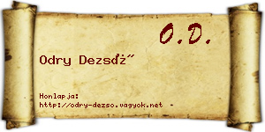 Odry Dezső névjegykártya